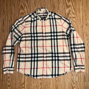 Burberry Brit Men's Nova Check Plaid Button Down Long Sleeve Shirt Size XL